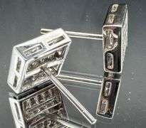 14K White Gold Princess Cut Diamond Cluster Earrings of 1.0 CT