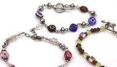 Group lot of 5 Vintage 925 sterling silver beaded bracelets