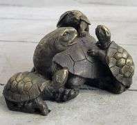Turtle Family Bronze Figurine