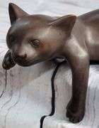 Desk Top Adorable Cat Bronze Sculpture