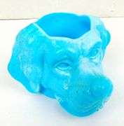 Blue Slag Glass Dog Toothpick or Match Holder