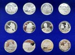 1978 Franklin Mint Medallic Commemorative Society International Sterling Silver Proof Medal Set (12 
