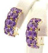 14kt Yellow gold amethyst double row oval earrings