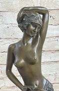 Nude Woman Kneels Bronze Statue