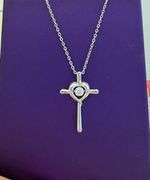 Beautiful cross with heart center Moissanite pendant in sterling silver