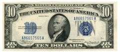 Crisp Series of 1934-A $10 Blue Seal Silver Certificate note