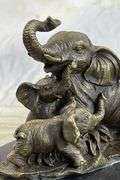 Elephant Mom with Two Cubs Bronze Sculpture