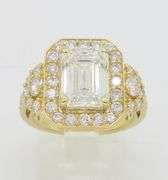 4.59CTW Emerald Cut Halo Diamond Ring in Yellow Gold