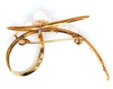Pretty 14K YG Modern Brooch with Pearls