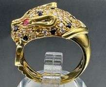 18K Yellow Gold Designer Panther Ring
