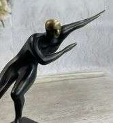 Ice Skater Bronze Sculpture on Marble Base Figurine