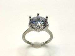 Ladies White Gold Sparkling Near Flawless Ice White CZ Solitaire Ring