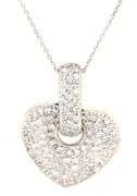 18kt White gold 1.50ctw pave diamond heart shaped pendant on chain