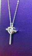Beautiful cross with heart center Moissanite pendant in sterling silver