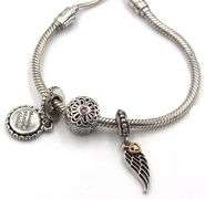 Pandora snake chain slider bracelet with 3 charms
