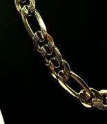 Stunning Large 121.5 Gram Yellow Gold Plate Figaro Italian Link Frost Chain