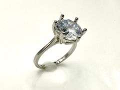 Ladies White Gold Sparkling Near Flawless Ice White CZ Solitaire Ring