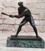 Mid Century Baseball Player Bronze Sculpture