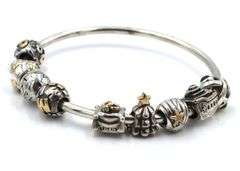 Pandora charm bangle bracelet with 8 charms