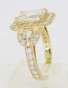 4.59CTW Emerald Cut Halo Diamond Ring in Yellow Gold