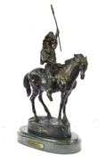 Native American on Horse with Spear Bronze Sculpture