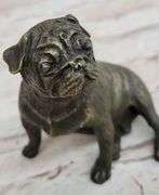Green Patina Pug Dog Bronze Sculpture