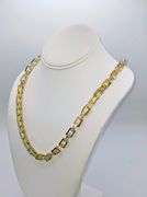 Huge Yellow Gold Plated Rolo Box  Chain Link Necklace