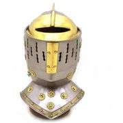 Medieval Knight Closed Helmet Steel and Brass Armor