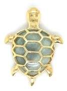 Whimsical 14K YG and Jade Turtle Pendant