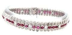 18kt White gold 4.25ct ruby and 3.3ctw diamond bracelet