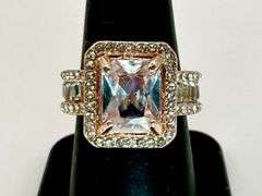 Sparkling 5 Ct Radiant Cut Light Pink CZ Ring