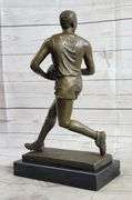 Hot Cast Rugged Rugby Player Bronze Sculpture Marble Base Statue Figure