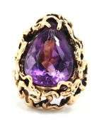 Bold Brutalist 14K YG Amethyst Ring