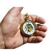23K Gold-Plated Men's Skeleton Pocket Watch