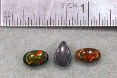 Natural Black Opal Cabochons - Lot of 3