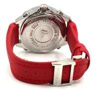Jacob & Co five time zone quartz 40mm diamond bezel on red trap leather watch