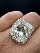 18K Yellow Gold Cushion Cut Diamond Ring of 14.14ct