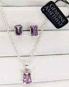 Sterling Amethyst Necklace & Earrings Set