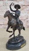 Cowboy on Horse Western Old West Bronze Sculpture