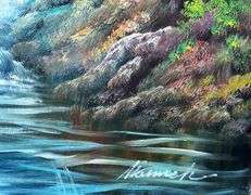 UNIQUE  PAINTING OF  WATERFAL ON   CANVAS