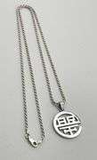 925 Sterling Silver Custom Monogram Pendant With Long Italoian Rope Chain