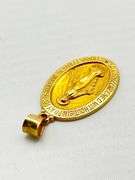 14KT Yellow Gold Hollow Miraculous Medal Oval Pendant
