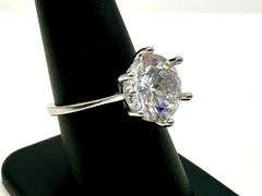 Ladies White Gold Sparkling Near Flawless Ice White CZ Solitaire Ring