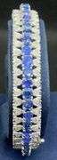 Huge! 9+ CTTW Sapphire & Diamond Bangle Bracelet in 14KT White Gold