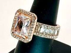 Sparkling 5 Ct Radiant Cut Light Pink CZ Ring