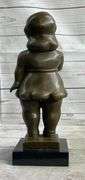 Young Girl Bronze Sculpture on Marble Base