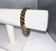Huge 45 Gram Yellow 14 Kt Gold Plate Cuban Curb Link Bracelet