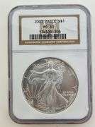 2003 American Silver Eagle, NGC MS69 Milkspots*