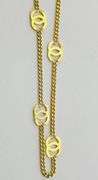 14KT Yellow Gold Link Chain With Six Interlocking CC Logo Stations Necklace