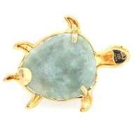 Whimsical 14K YG and Jade Turtle Pendant